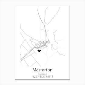 Masterton,New Zealand Minimalist Map Canvas Print