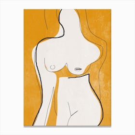 Abstract Yellow Line Nude Canvas Print