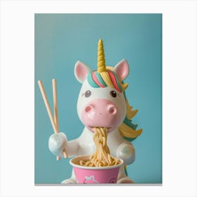 Toy Unicorn Pastel Eating Ramen 2 Canvas Print