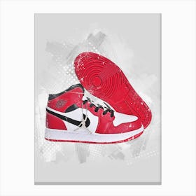 Air Jordan 1 Red Watercolor Canvas Print