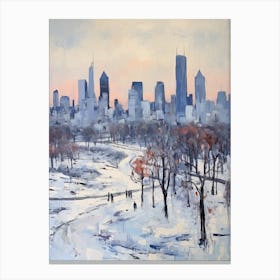 Winter City Park Painting Grant Park Chicago United States 3 Canvas Print