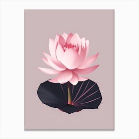 A Pink Lotus In Minimalist Style Vertical Composition 94 Canvas Print