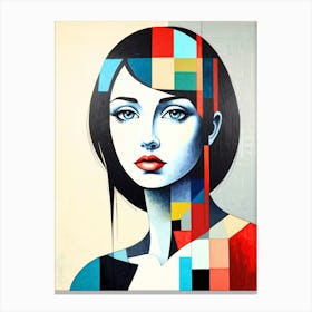 Girl With Squares Canvas Print