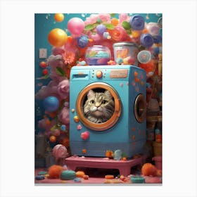 Cat In A Washing Machine Canvas Print