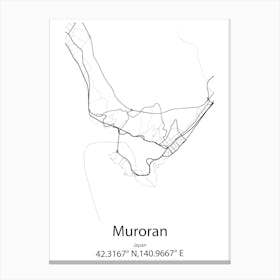 Muroran,Japan Minimalist Map Canvas Print