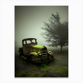 Old Truck In The Fog~Reimagined Canvas Print