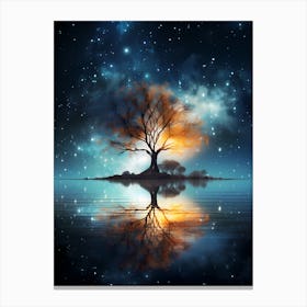 Tree In The Night Sky Canvas Print