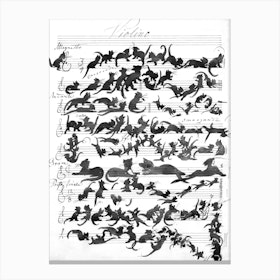 Cat Symphony Black And White Canvas Print