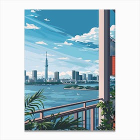 Odaiba Tokyo 1 Colourful Illustration Canvas Print