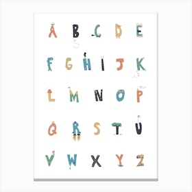 Apple To Zebra Alphabet Canvas Print