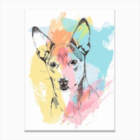 Pinscher Dog Pastel Line Watercolour Illustration  1 Canvas Print
