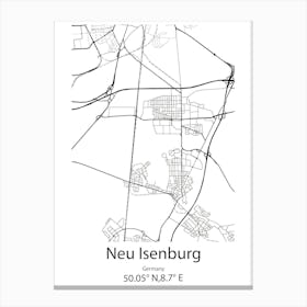 Neu Isenburg,Germany Minimalist Map Canvas Print