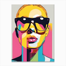 Girl With Sunglasses , pop art Canvas Print