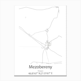 Mezobereny,Hungary Minimalist Map Canvas Print