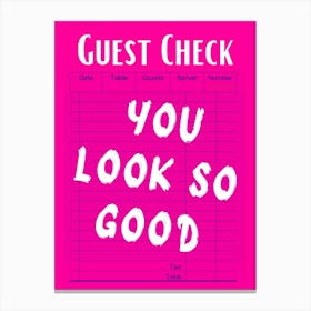 Guest Check 9 Canvas Print