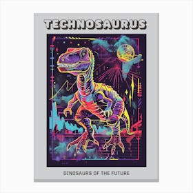 Cyber Futuristic Dinosaur Illustration 2 Poster Canvas Print