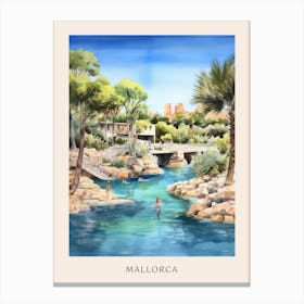 Swimming In Mallorca Spain Watercolour Poster Canvas Print