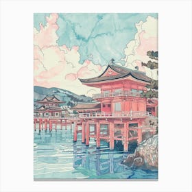 Miyajima Japan 5 Retro Illustration Canvas Print