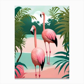 Tropical Flamingo Paradise Canvas Print