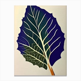 Birch Leaf Colourful Abstract Linocut Canvas Print