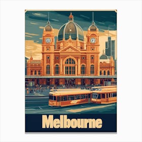 Aihrgdesign A Vintage Travel Poster Of Melbourne Featuring Th B09c2885 0c2b 4797 A03f 1f5ea89c70ad 3 Canvas Print