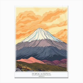 Popocatepetl Mexico Color Line Drawing 8 Poster Canvas Print