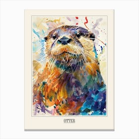 Otter Colourful Watercolour 1 Poster Canvas Print