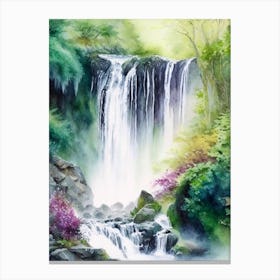 Fairy Glen Waterfall, United Kingdom Water Colour  (1) Canvas Print
