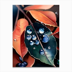 Autumn Leaves With Water Droplets Canvas Print