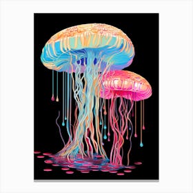 Colourful Jellyfish Illustration 3 Canvas Print