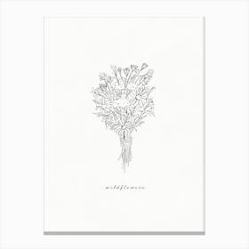 Bouquet Line Drawing Canvas Print