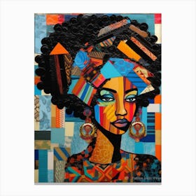 Afro Patchwork Portrait 4 Canvas Print