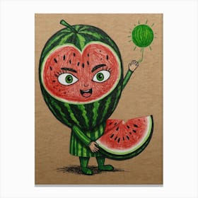 Watermelon Girl Canvas Print