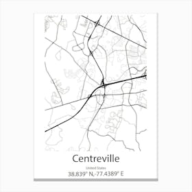 Centreville,United States Minimalist Map 1 Canvas Print