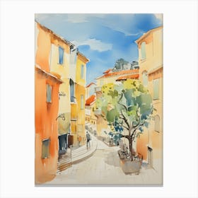 Foggia, Italy Watercolour Streets 2 Canvas Print