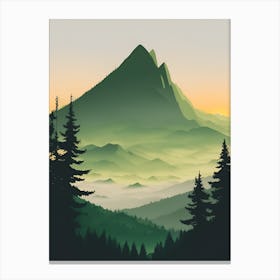 Misty Mountains Vertical Composition In Green Tone 42 Canvas Print