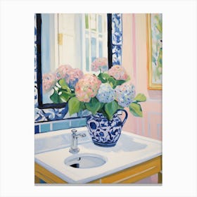 A Vase With Hydrangea, Flower Bouquet 4 Canvas Print