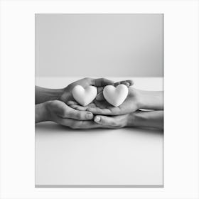 Two Hands Holding Hearts Canvas Print