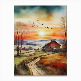 Sunset On The Farm 3 Canvas Print