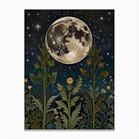 Moonlight In The Garden Style William Morris 1 Art Print 1 Canvas Print