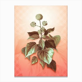 Common Ivy Vintage Botanical in Peach Fuzz Tartan Plaid Pattern n.0320 Canvas Print