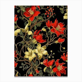 Winter Honeysuckle 2 William Morris Style Winter Florals Canvas Print