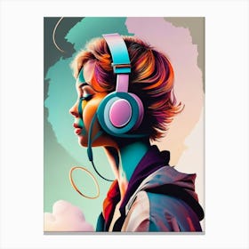 Girl With Headphones 17 Canvas Print