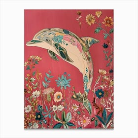 Floral Animal Painting Dolphin 2 Canvas Print