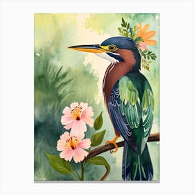 Kingfisher With Flowers Canvas Print