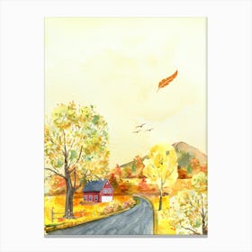 Watercolor Autumn Background Canvas Print