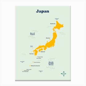 Japan Islands Map Canvas Print