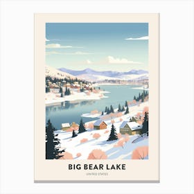 Vintage Winter Travel Poster Big Bear Lake California 1 Canvas Print