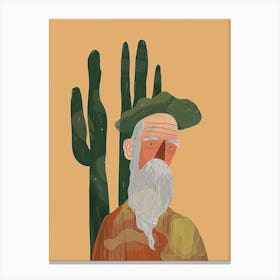 Old Man Cactus Minimalist Abstract Illustration 4 Canvas Print