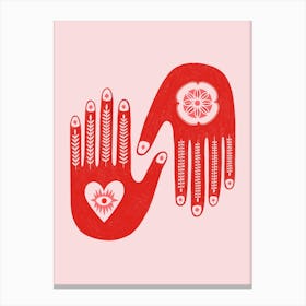 Red And Pink Hands Canvas Print